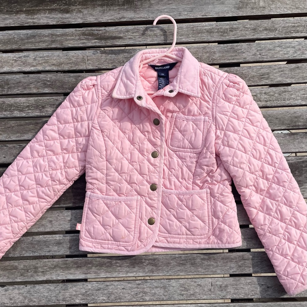 6X Ralph Lauren Girls’ Pink Quilted Diamond Light Puffer Barn Jacket